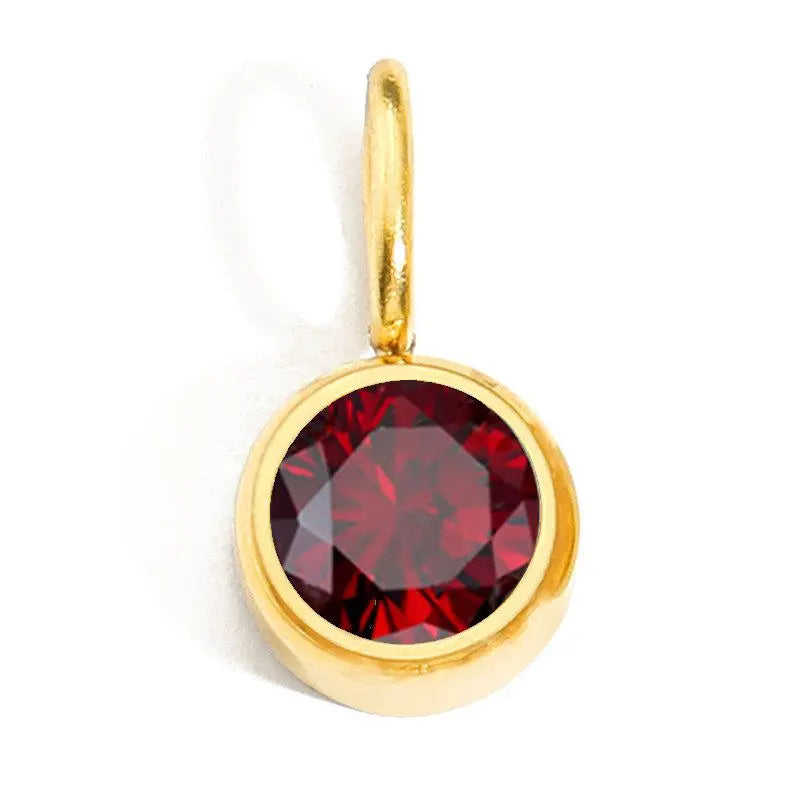 12 Month Birthstone Pendant – Stainless Steel Crystal Gemstone Charm Necklace